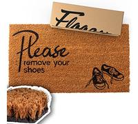 Floorsy 17x30 in, 5/8" Thick, Please Remove Your Shoes Coconut Coir Doormat, Shoe Scraper Outdoor Mat with Non-Slip Natural Back for Entry, Front Door Mat, Entryway Rug, Welcome Mat, Shoes Off Doormat