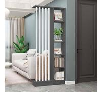 FloortoCeiling Room Divider with Shelf Wooden Slat Privacy Screen for Entryway Stylish Partition for Home Decor SpaceSaving Vertical Divider Panel