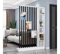 FloortoCeiling Wooden Slat Room Divider Screen with Storage ShelfStylish Entrance Hall Partition Wall Separation Decor for Teahouse/Coffee Shop (B 140cm/55.1in)
