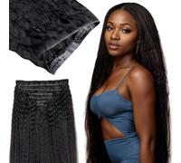 Flooyeer Clip in Hair Extensions Human Hair Seamless 18 Inch 110g 7 Pieces 110g for Black Women