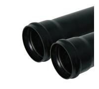 Floplast 110mm Pvc-U Ring Seal Soil Pipe Single Socket 3M - Black - Pack Of 2
