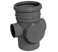 Floplast 110mm Ring Seal Soil Access Pipe Single Socket Anthracite Grey - Pvc-U