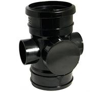 FLOPLAST 110mm Soil Access- Ring Seal Socket to Solvent - Black