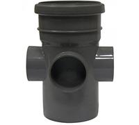 FLOPLAST 110mm Soil Boss Pipe- Ring Seal Socket to Solvent - Grey