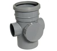 FLOPLAST 110mm Soil Ring Seal Access Socket Spigot - Grey - Pack of 2