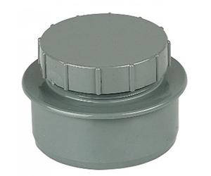 FLOPLAST 110mm Soil Screwed Access Cap - Grey - Pack of 2