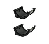 FLOPLAST 112mm Half Round Fascia Gutter Union Bracket - Black - Pack of 2