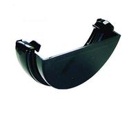 FLOPLAST 112mm Half Round Gutter External Stop End - Black - Pack of 2
