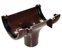 FLOPLAST 112mm Half Round Gutter Running Outlet - Brown - Pack of 2