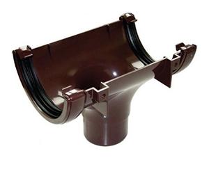 FLOPLAST 112mm Half Round Gutter Running Outlet - Brown - Pack of 2