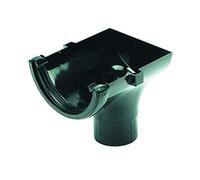 FLOPLAST 112mm Half Round Gutter Stop End Outlet - Black - Pack of 2