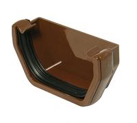 FLOPLAST 114mm Square Gutter External Stop End - Brown - Pack of 2