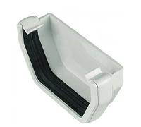 FLOPLAST 114mm Square Gutter External Stop End - White - Pack of 2