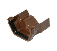 FLOPLAST 114mm Square Left Hand Iron Ogee Gutter Adapter - Brown