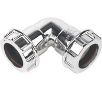 Floplast 214914 Chrome Effect Compression 90° Non-Adjustable Waste Pipe Bend (Dia)32mm