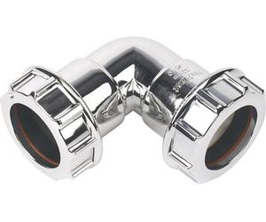 Floplast 214914 Chrome Effect Compression 90° Waste Pipe Bend (Dia)32mm