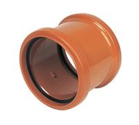 Floplast 285112 Terracotta Push-Fit Non-Adjustable Round Underground Drainage Coupler (Dia)110mm