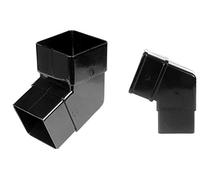 FLOPLAST 65mm Square Downpipe 112.5 Degree Offset Bend - Black - PACK OF 2