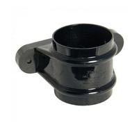 Floplast 68mm Round Downpipe Socket With Fixing Lugs, Black - Upvc Gutter Socket, 68mm