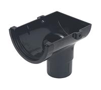 Floplast Black (76mm Stopend Outlet for 50mm downpipes) Miniflo Guttering for shed, Porch, Conservatory, Out Building, etc NOT for Standard House guttering - Smaller