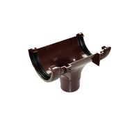 FLOPLAST 112mm Half Round Gutter Running Outlet - Brown
