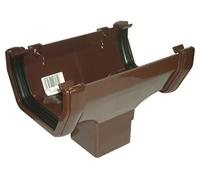 FLOPLAST 114mm Square Gutter Running Outlet - Brown