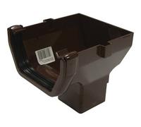 Floplast Brown Square Stop End Gutter Outlet, (L)137mm (W)114mm