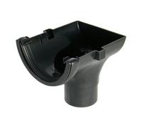 Floplast Cast Iron Effect Half Round Gutter Stopend Outlet 112mm - Pack Of 2