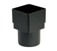 Floplast Cast Iron Effect Square To Round Downpipe Adaptor - 65mm Square To 68mm Round, Upvc, Cast Iron Finish