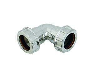 FloPlast CW11 CW11-40MM Chrome Style Polypropylene Compression Waste 90° Bend, Silver