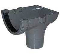 FLOPLAST 112mm Half Round Gutter Stop End Outlet - Grey