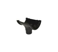 Floplast Half Round Gutter Running Outlet 112mm Black Pack Of 2 - Push-Fit 68mm Downpipe