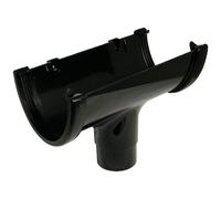 Floplast Hi-Cap Black Half Round Running Gutter Outlet, (L)142mm (Dia)115mm