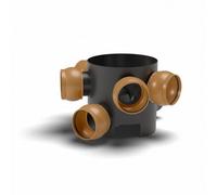 Floplast Inspection Chamber Base 300mm Diameter, 5 Adjustable Inlets, 2 X 45 Degree 2 X 90 Degree - Pack Of 2