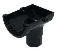 Floplast Miniflo Black Half Round Stop End Gutter Outlet, (L)150mm (Dia)76mm
