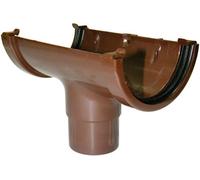 Floplast Miniflo Brown Half Round Running Gutter Outlet, (L)150mm (Dia)76mm