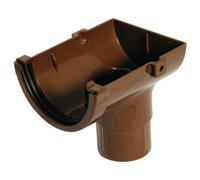 Floplast Miniflo Brown Half Round Stop End Gutter Outlet, (L)150mm (Dia)76mm