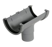 Floplast Miniflo Grey Half Round Running Gutter Outlet, (L)150mm (Dia)76mm