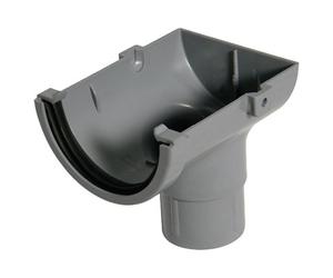 Floplast Miniflo Grey Half Round Stop End Gutter Outlet, (L)150mm (Dia)76mm