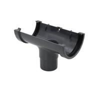 Floplast Miniflo Mini Gutter Running Outlet - 76mm Anthracite Grey, Push-Fit To 50mm Downpipe
