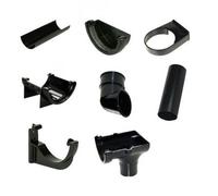 Floplast Miniflo Mini Gutter Shed Pack For 8Ft X 6Ft Pent Roof - 76mm Half-Round Black
