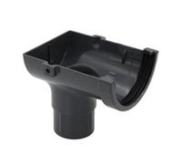 Floplast Miniflo Mini Gutter Stopend Outlet - 76mm System, Connects To 50mm Downpipe, Anthracite Grey