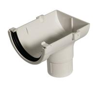 Floplast Miniflo White Half Round Stop End Gutter Outlet, (L)150mm (Dia)76mm