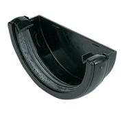Floplast Re1 Black Half Round Stop End Gutter Outlet, (L)40mm (Dia)112mm
