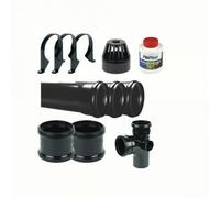 Floplast Ring Seal 110mm Soil Stack Complete Kit - 3 X 3M Pipes, Junction, Vent, Solvent Weld