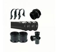 Floplast Ring Seal 110mm Soil Stack Complete Kit With External Air Valve, 3 X 3M Pipes, Black