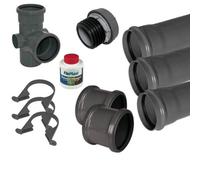 Floplast Ring Seal 110mm Soil Stack Complete Kit With External Air Valve - Anthracite Grey