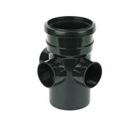 FLOPLAST 110mm Ring Seal Soil Boss Pipe- Socket to Spigot - Black