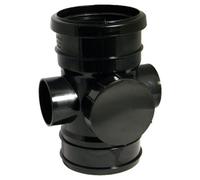 FLOPLAST 110mm Soil Access- Ring Seal Socket to Solvent - Black
