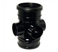 Floplast Ring Seal Soil Boss Pipe 110mm Black - Pack Of 2 - Push-Fit Ring Seal Socket